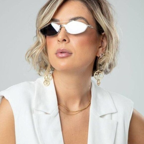 NEW FENDI FE40114U-Y 16C WOMEN SILVER CAT EYE FENDI SUNGLASSES main image 13